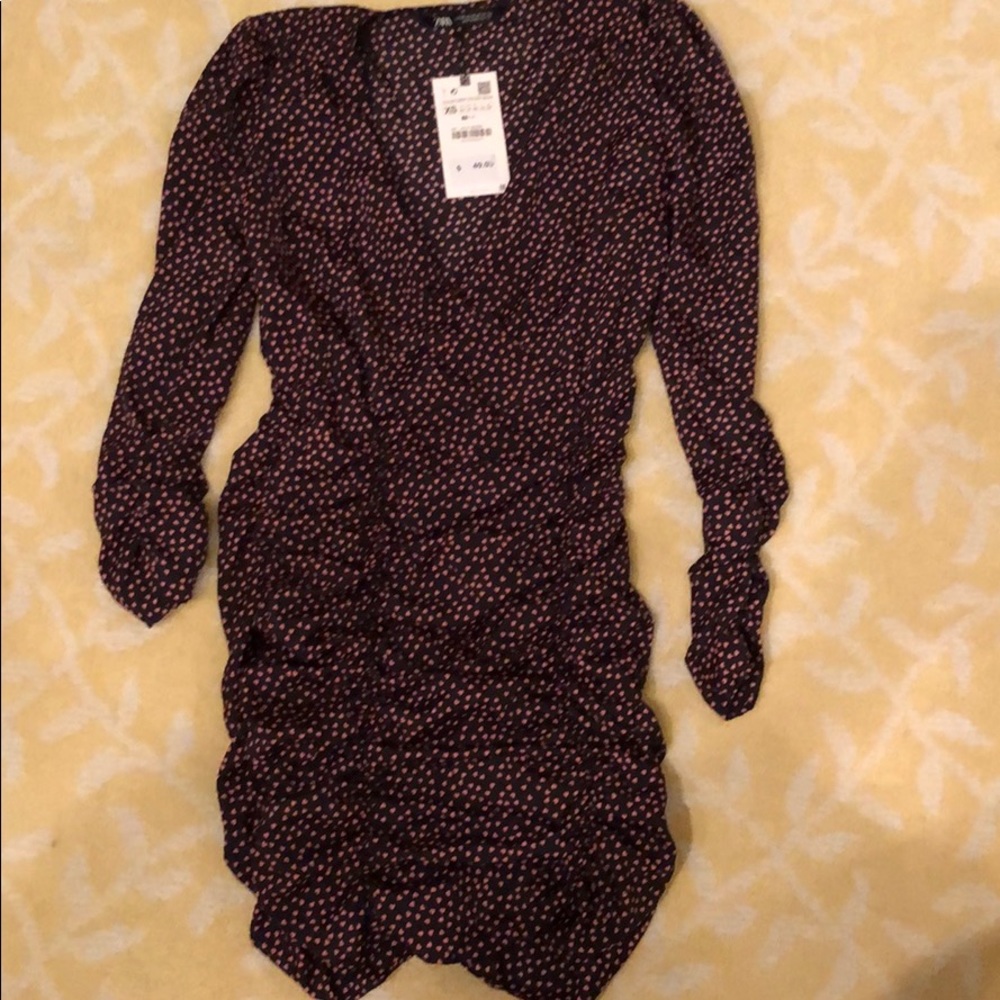 Zara cocktail dress - ruched with deep v 💕💞